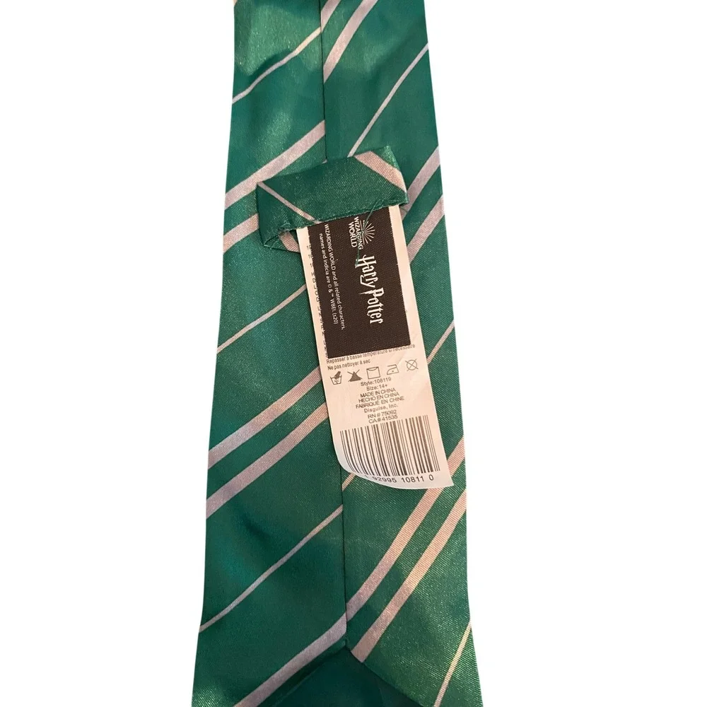 Harry‎ Potter Wizarding World Slytherin Green Silver Striped Necktie Tie 108119